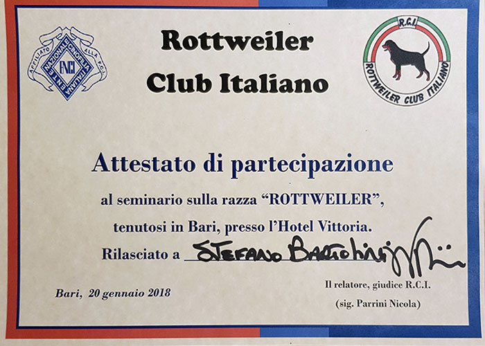 Stefano Bartolini esperto razza Rottweiler