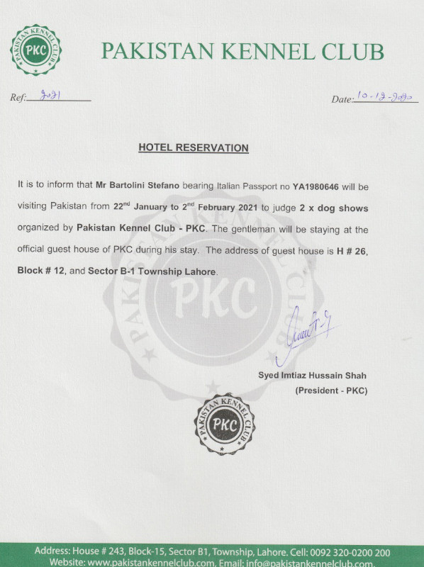 Stefano Bartolini giudice in Pakistan
